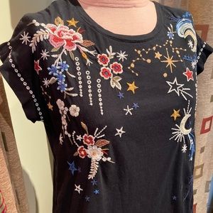 Johnny Was Tee Shirt Sun Moon Stars